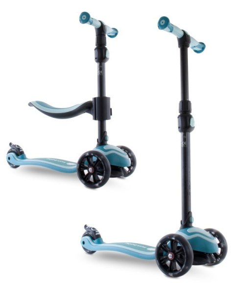 Rowerek biegowy hulajnoga deskorolka Flash 3 w 1 z kołami LED - pastelowy turkusowo niebieski