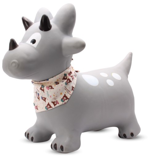 Skoczek gumowy dla dzieci DINO 59 cm szary z bandaną do skakania z pompką