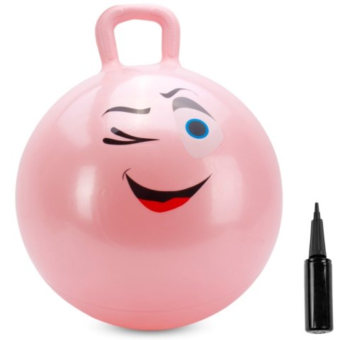 Skoczek dla dzieci PIŁKA gumowa 60 cm jasno różowa do skakania z pompką