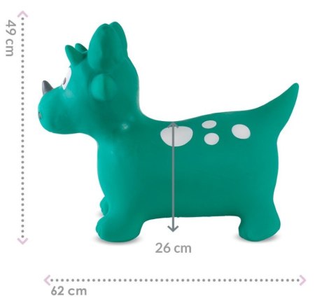 Skoczek gumowy dla dzieci DINO 59 cm zielony do skakania z pompką