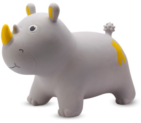 Skoczek gumowy dla dzieci NOSOROŻEC 57 cm szary z bandaną do skakania i z pompką