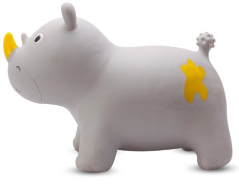 Skoczek gumowy dla dzieci NOSOROŻEC 57 cm szary z bandaną do skakania i z pompką