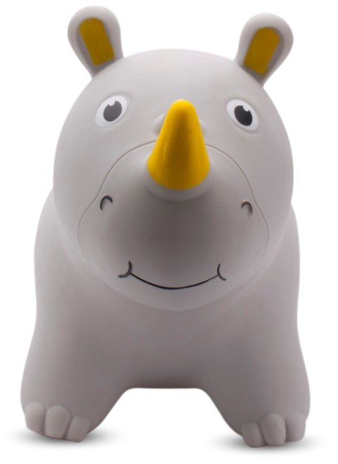 Skoczek gumowy dla dzieci NOSOROŻEC 57 cm szary z bandaną do skakania i z pompką