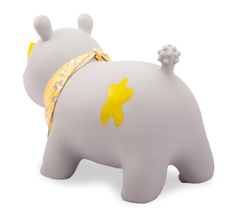 Skoczek gumowy dla dzieci NOSOROŻEC 57 cm szary z bandaną do skakania i z pompką