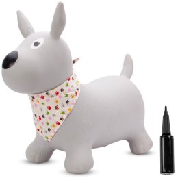 Skoczek gumowy dla dzieci PIESIO 53 cm szary z bandaną do skakania z pompką