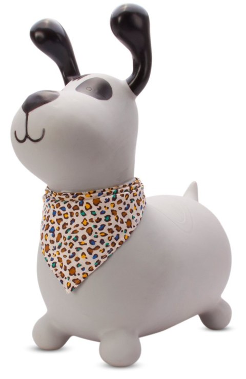 Skoczek gumowy dla dzieci REKSIO 60 cm szary z bandaną do skakania z pompką