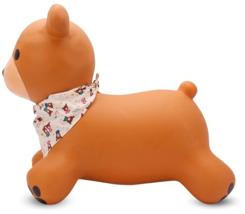 Skoczek gumowy dla dzieci TEDDY 52 cm brązowy z bandaną do skakania z pompką