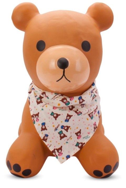 Skoczek gumowy dla dzieci TEDDY 52 cm brązowy z bandaną do skakania z pompką