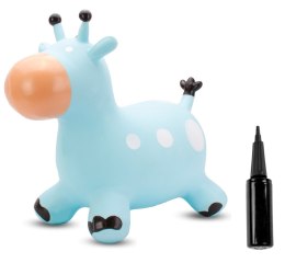 Skoczek gumowy dla dzieci ŻYRAFKA 58 cm niebieski do skakania z pompką
