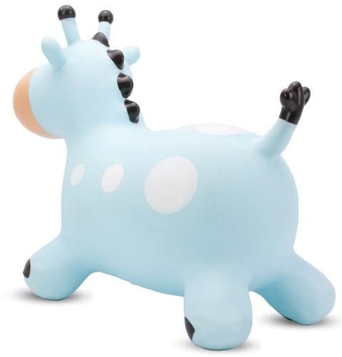 Skoczek gumowy dla dzieci ŻYRAFKA 58 cm niebieski do skakania z pompką