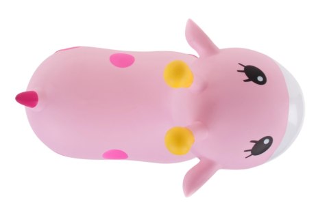Skoczek gumowy dla dzieci ŻYRAFKA 48 cm różowy do skakania z pompką