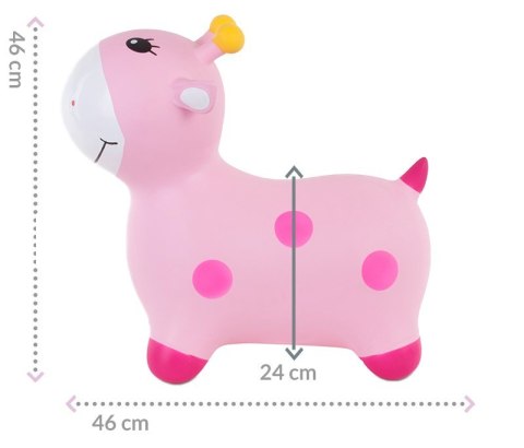 Skoczek gumowy dla dzieci ŻYRAFKA 48 cm różowy do skakania z pompką