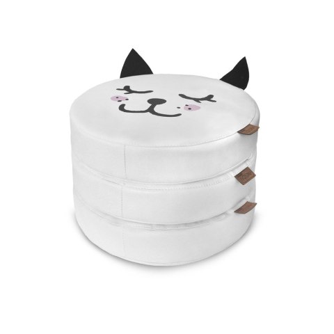 Poduszki białe ekoskóra KOTEK z uszkami 1 szt. 6 cm AKSON - Kotek - oczy w dół