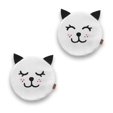 Poduszki białe ekoskóra KOTEK z uszkami 1 szt. 6 cm AKSON - Kotek - oczy w górę