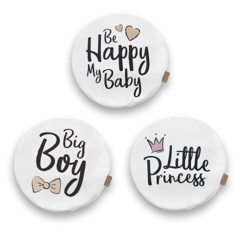 Poduszki białe ekoskóra NAPISY 1 szt. 6 cm AKSON - Kotek - Little Princess