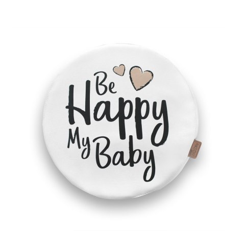 Poduszki białe ekoskóra NAPISY 1 szt. 6 cm AKSON - Miś - Be Happy