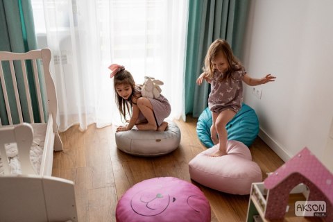 Pufa wzór GWIAZDKI 1 szt. - RÓŻOWY