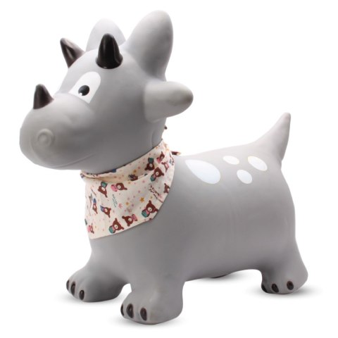 Skoczek gumowy dla dzieci DINO 59 cm szary z bandaną do skakania z pompką