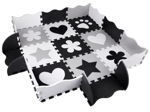 Puzzle piankowe - Kontrastowa mata dla niemowląt KSZTAŁTY 120x120cmZA4782
