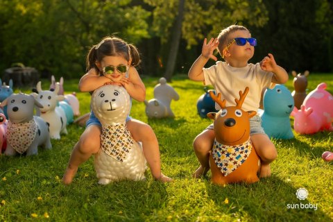 Skoczek gumowy dla dzieci ALPAKA 55cm szary z muszką do skakania z pompką