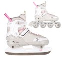 NILS EXTREME NH18188A 2w1 SZARO-RÓŻOWE ROZM.M(34-38) ŁYŻWOROLKI Z WYM. PŁ. HOKEJOWĄ NILS EXTREME