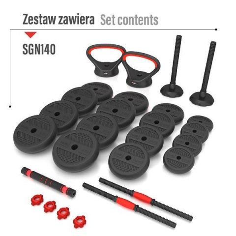 HMS SGN140 PRO SET 6W1 ZESTAW CIĘŻARÓW 40KG HMS