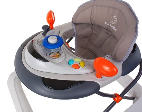 Chodzik dla dziecka ze stoperami i kierownicą - szary