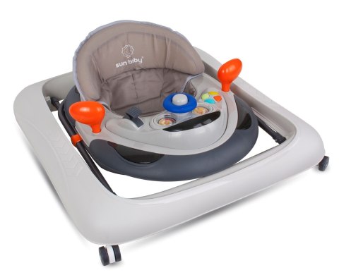 Chodzik dla dziecka ze stoperami i kierownicą - szary