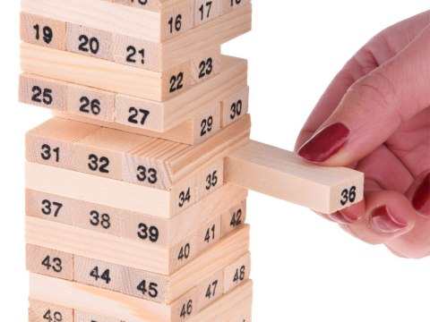 Drewniana CHWIEJĄCA SIĘ WIEŻA gra zręcznościowa klocki GR0090