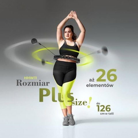 HMS HHW11 PLUS SIZE HULA HOP BLACK Z WYPUSTKAMI I OBCIĄŻNIKIEM HMS