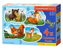Puzzle 4w1 3,4,6,9-elementów Forest Animals leśne zwierzęta B-005079