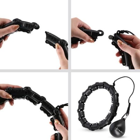 HMS HHW11 PLUS SIZE HULA HOP BLACK Z WYPUSTKAMI I OBCIĄŻNIKIEM HMS