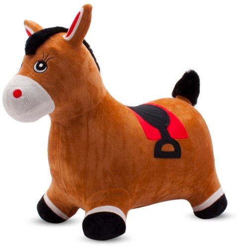 Skoczek pluszowy gumowy dla dzieci KONIK brązowy do skakania z pompką