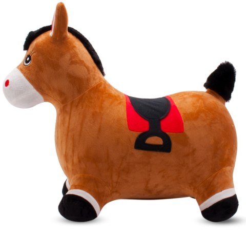 Skoczek pluszowy gumowy dla dzieci KONIK brązowy do skakania z pompką