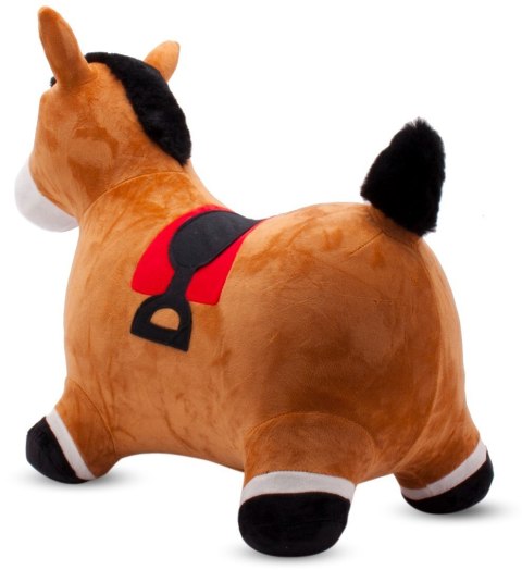 Skoczek pluszowy gumowy dla dzieci KONIK brązowy do skakania z pompką