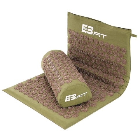 MATA Z PODUSZKĄ DO AKUPRESURY JOGI MASAŻU ZIELONO BRĄZOWA 68x42x2CM EB FIT