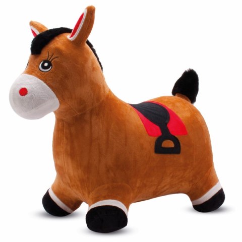 Skoczek pluszowy gumowy dla dzieci KONIK brązowy do skakania z pompką