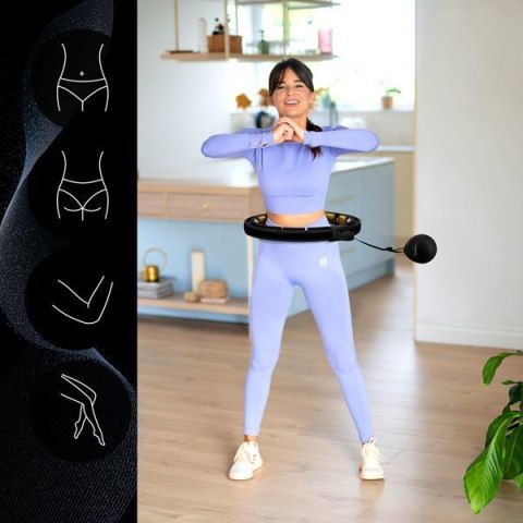 HMS ZESTAW HULA HOP MAGNETYCZNY BLACK/GOLD HHM13 Z LICZNIKIEM HMS + PAS WYSZCZUPLAJĄCY BR163 BLACK