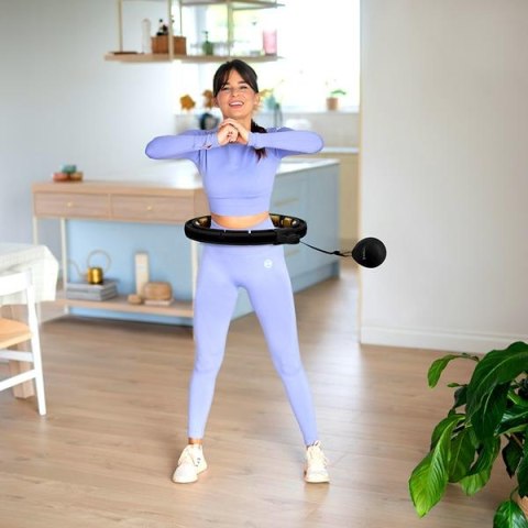 HMS ZESTAW HULA HOP MAGNETYCZNY BLACK/GOLD HHM13 Z LICZNIKIEM HMS + PAS WYSZCZUPLAJĄCY BR163 BLACK