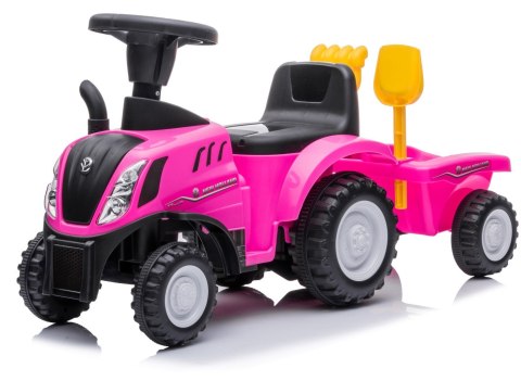 Jeździk pchacz chodzik traktor z przyczepą New Holland różowy