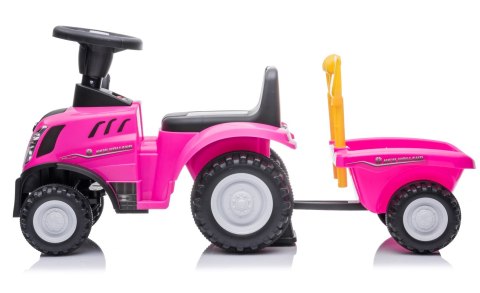 Jeździk pchacz chodzik traktor z przyczepą New Holland różowy