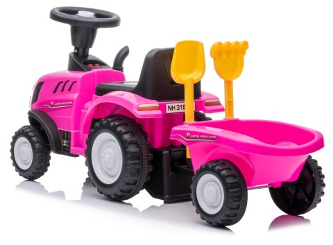 Jeździk pchacz chodzik traktor z przyczepą New Holland różowy