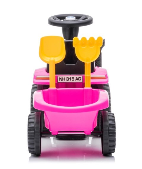 Jeździk pchacz chodzik traktor z przyczepą New Holland różowy