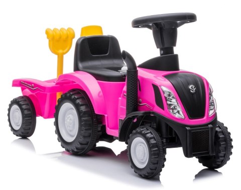 Jeździk pchacz chodzik traktor z przyczepą New Holland różowy