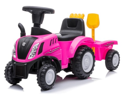 Jeździk pchacz chodzik traktor z przyczepą New Holland różowy