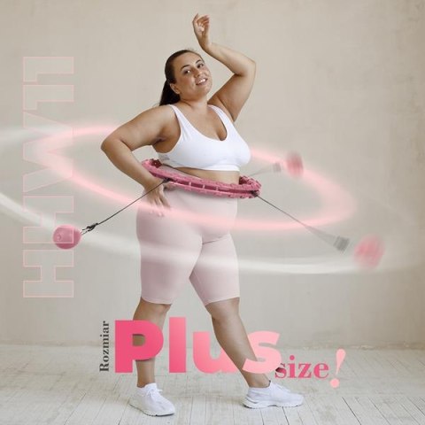HMS ZESTAW HULA HOP HHW11 LIGHT PINK Z WYPUSTKAMI I OBCIĄŻNIKIEM + PAS BR163 BLACK PLUS SIZE HMS
