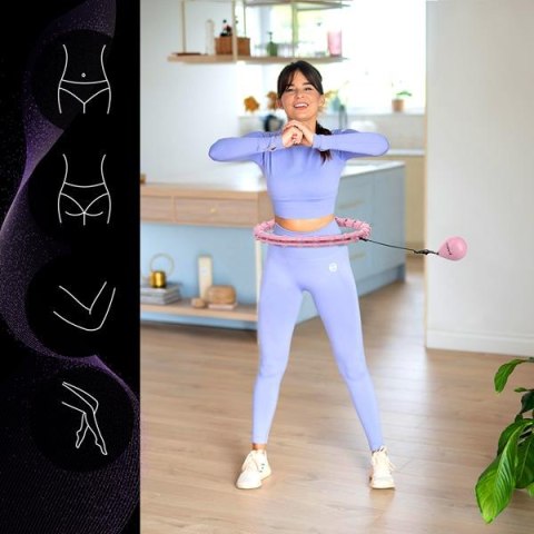 HMS ZESTAW HULA HOP HHW11 LIGHT PINK Z WYPUSTKAMI I OBCIĄŻNIKIEM + PAS BR163 BLACK PLUS SIZE HMS