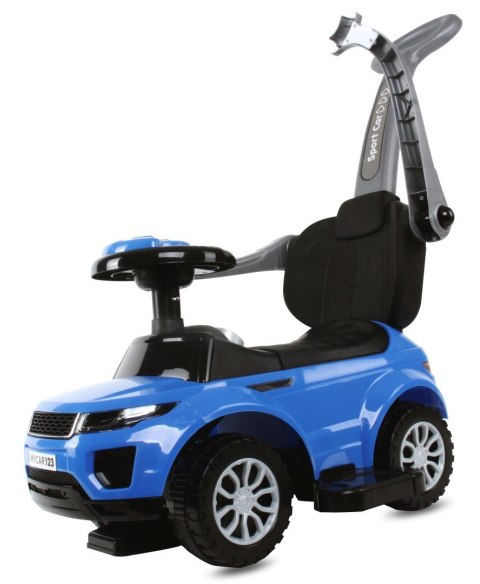 Jeździk pchacz chodzik dla dziecka z rączką i obejmą Sport car niebieski