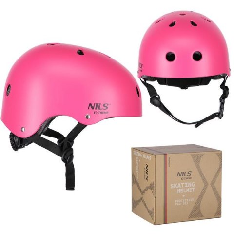 NILS EXTREME MR290+H230 KASK Z OCHRANIACZAMI ZESTAW RÓŻOWY ROZM. M NILS EXTREME