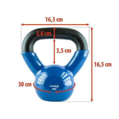 HMS KNV04 BLUE KETTLEBELL ŻELIWNY POKRYTY WINYLEM HMS